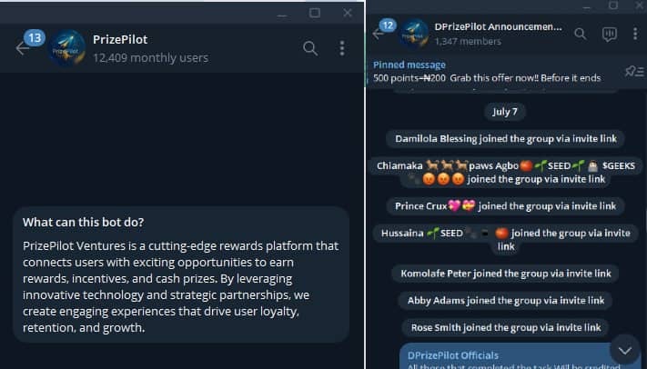 DPRIZEPILOT TELEGRAM MINI APP
