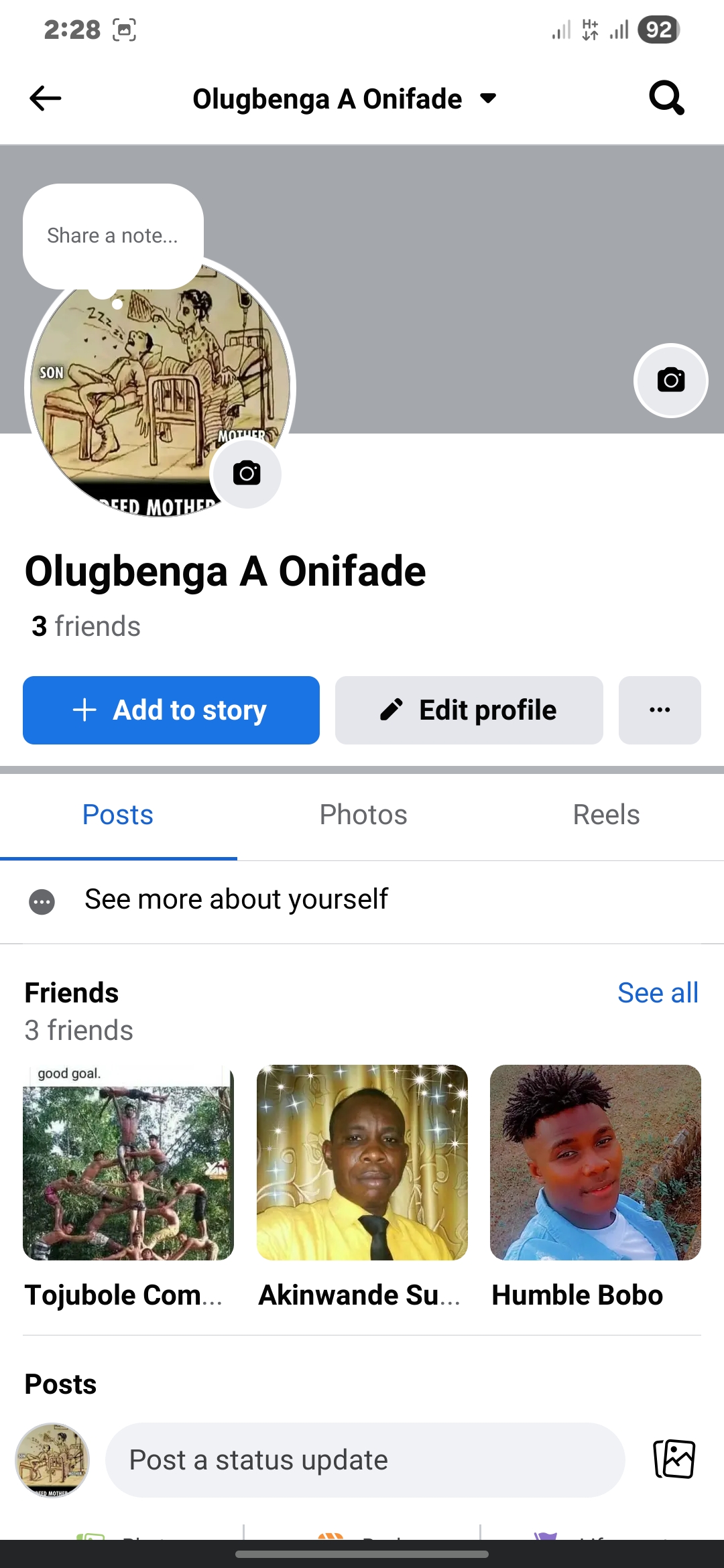 Facebook with create profile