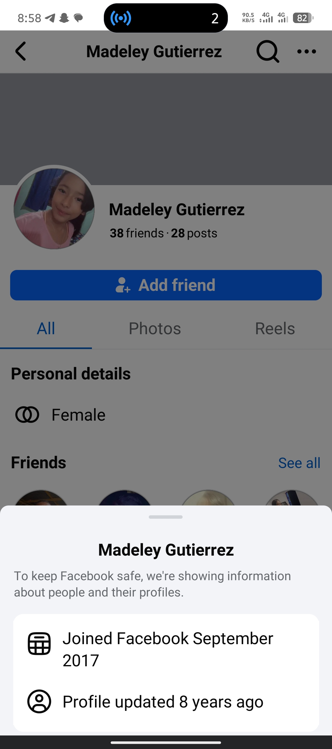 You’ll get 8years female Colombia Facebook account